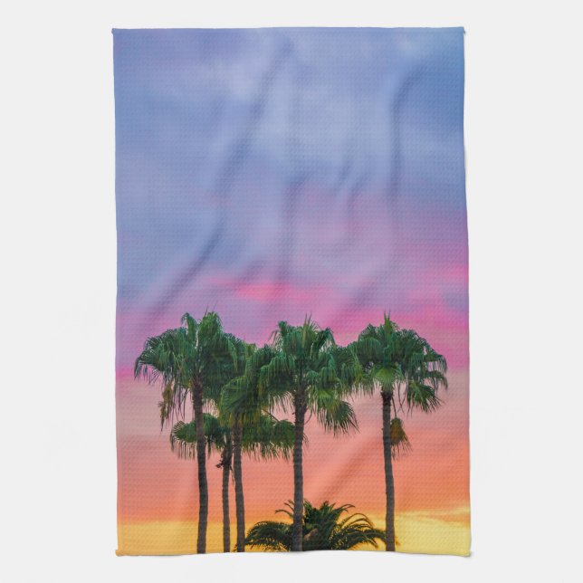 Tropical Palms with a Rainbow Sky Towel (Vertical)