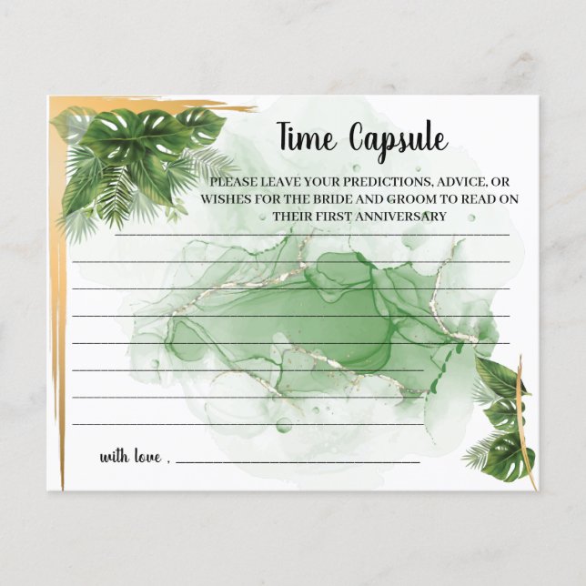 Tropical PalmTime Capsule Advice BridalShower Card Flyer (Front)