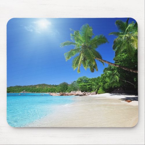 Tropical palmtrees paradise beach mouse pad