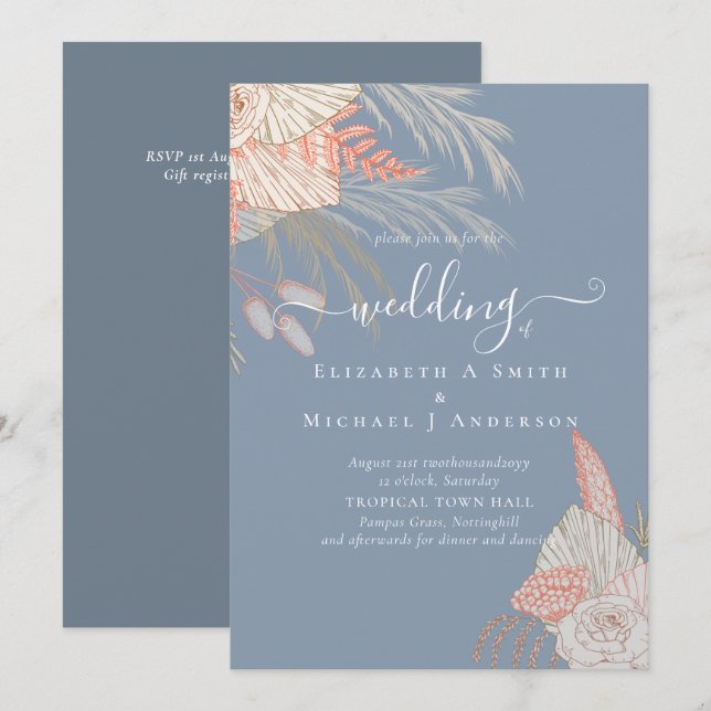 Tropical Pampas Grass Terracotta Wedding (Front/Back)