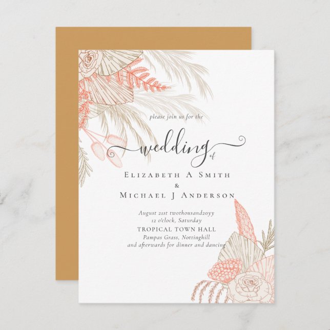 Tropical Pampas Grass Terracotta Wedding (Front/Back)