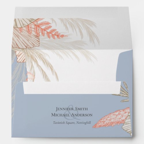 Tropical Pampas Grass Terracotta Wedding Envelope