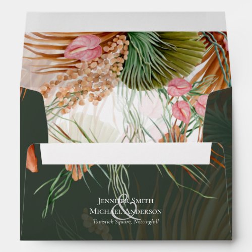 Tropical Pampas Grass Terracotta Wedding Envelope