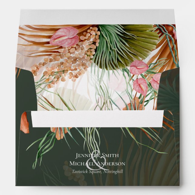 Tropical Pampas Grass Terracotta Wedding Envelope (Back (Bottom))