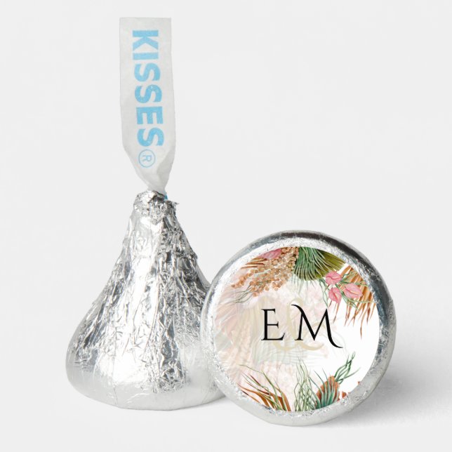 Tropical Pampas Grass Terracotta Wedding Hershey®'s Kisses® (Front)