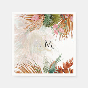 Tropical Pampas Grass Terracotta Wedding Napkins