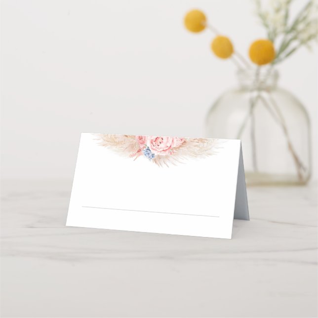 Tropical Pampas Grass Wedding Place Card (Front)