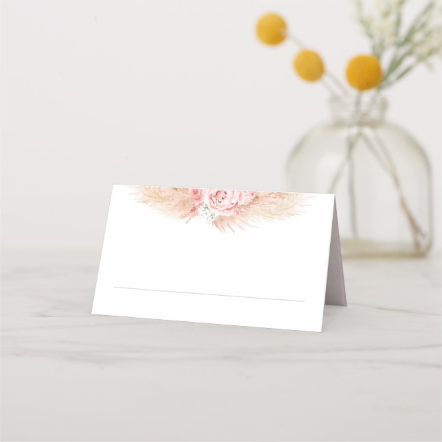 Tropical Pampas Grass Wedding Place Card (Front)