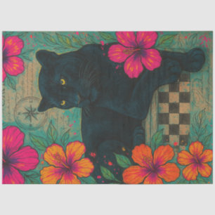  Tropical Panther Luxe – Bold Floral Decoupage Pap Tissue Paper