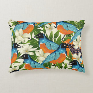 Tropical papaya and bird pattern. accent pillow