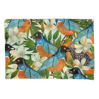 Tropical papaya and bird pattern. pillow case