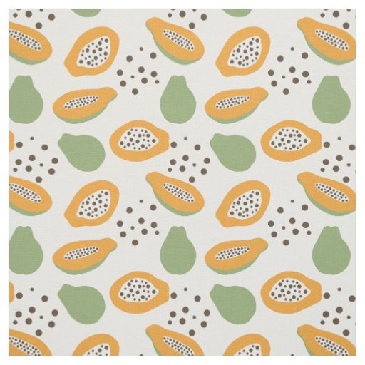 Tropical Papaya Fruit Pattern Fabric