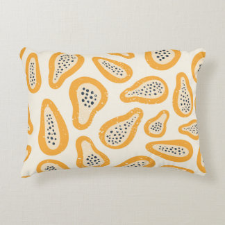 Tropical Papaya: Grunge, Hand Drawn. Accent Pillow