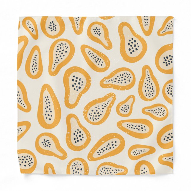 Tropical Papaya: Grunge, Hand Drawn. Bandana (Front)