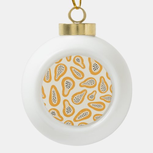 Tropical Papaya Grunge Hand Drawn Ceramic Ball Christmas Ornament