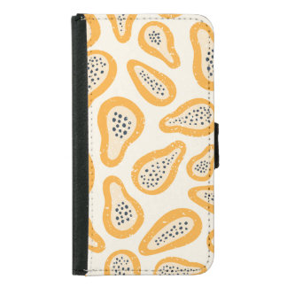 Tropical Papaya: Grunge, Hand Drawn. Samsung Galaxy S5 Wallet Case