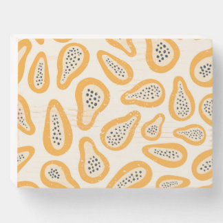 Tropical Papaya: Grunge, Hand Drawn. Wooden Box Sign