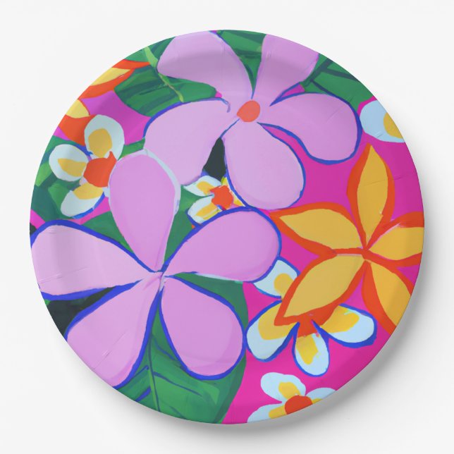 Tropical paper party plates (Front)
