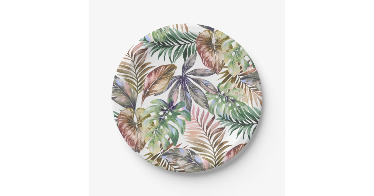 Tropical Paper Plates Tropical Monstera Leaf Decor | Zazzle