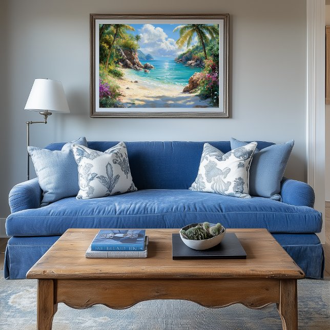 Tropical Paradise: A Secluded Beach Escape Faux Canvas Print (Beach Cover)