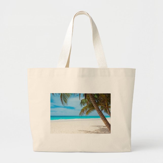 Tropical Paradise Beach Large Tote Bag (Front)