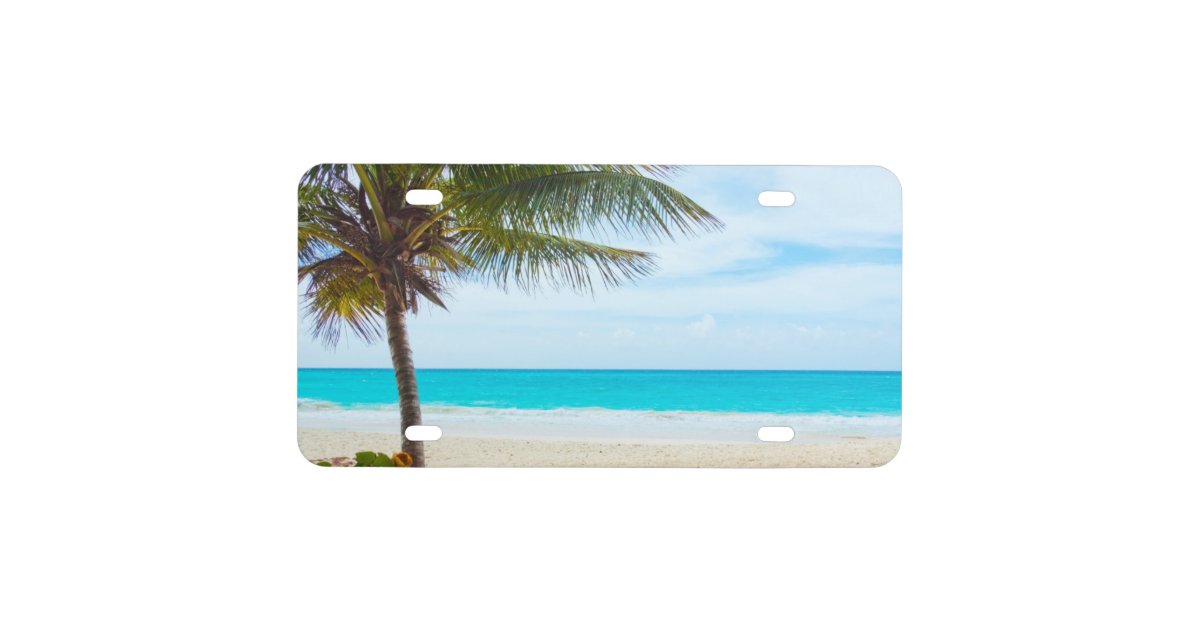 Tropical Paradise Beach License Plate | Zazzle