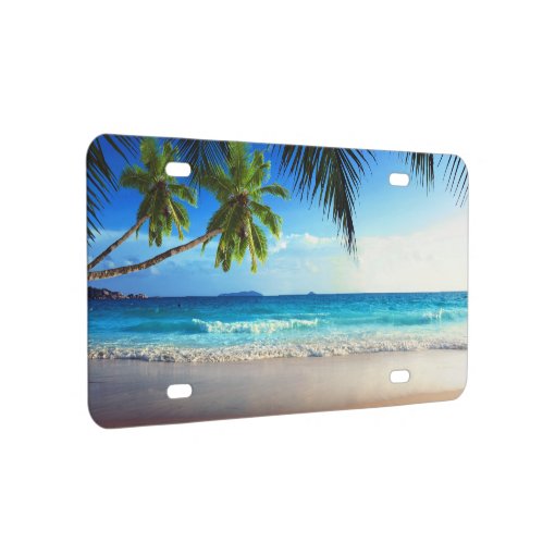 Tropical Paradise Beach License Plate | Zazzle