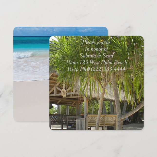 Tropical Paradise Beach Palm Destiny Destiny'S Invitation (Front/Back)