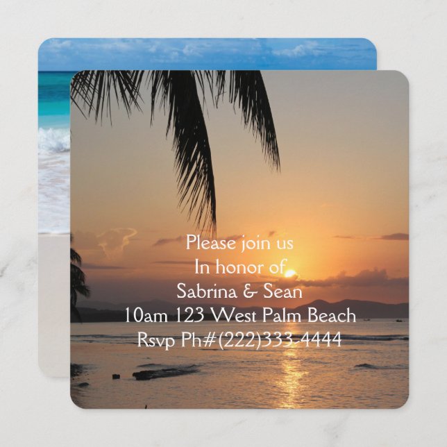Tropical Paradise Beach Palm Destiny Destiny'S Invitation (Front/Back)
