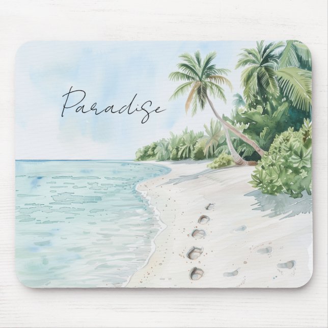 Tropical Paradise Beach Palm Trees Mouse Pad (Front)