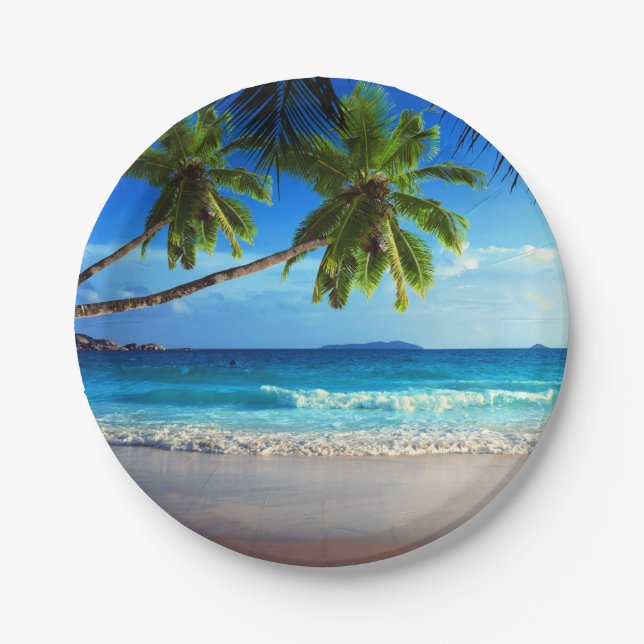 Tropical Paradise Beach Paper Plates (Front)