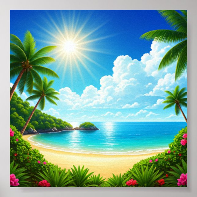 Tropical Paradise Beach Poster (Front)