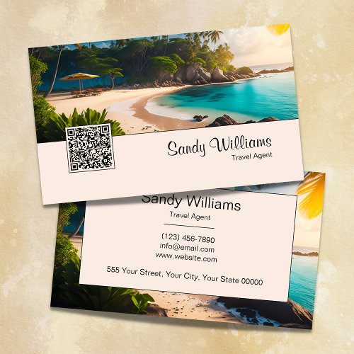 Tropical Paradise Beach Resort QR Code Business Card