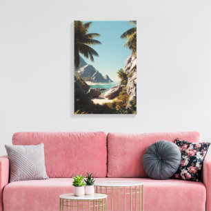 Tropical Paradise Beach - Scenic Coastal Art Canvas Print