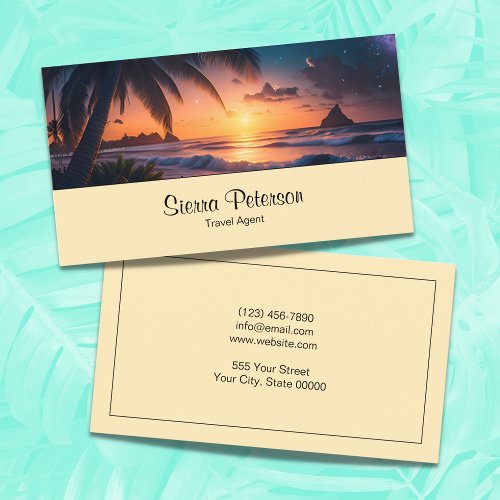 Tropical Paradise Beach Sunset Sunrise Business Card