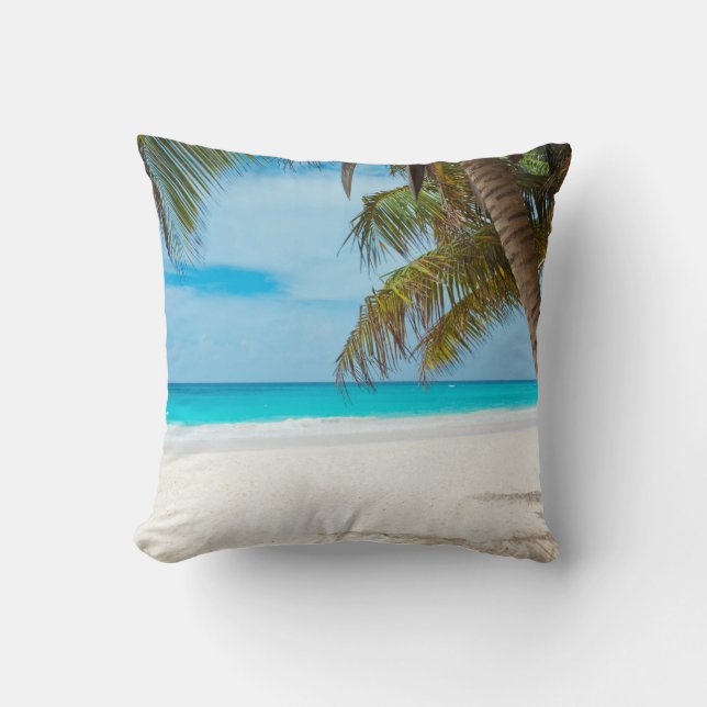 Tropical Paradise Beach Throw Pillow (Front)