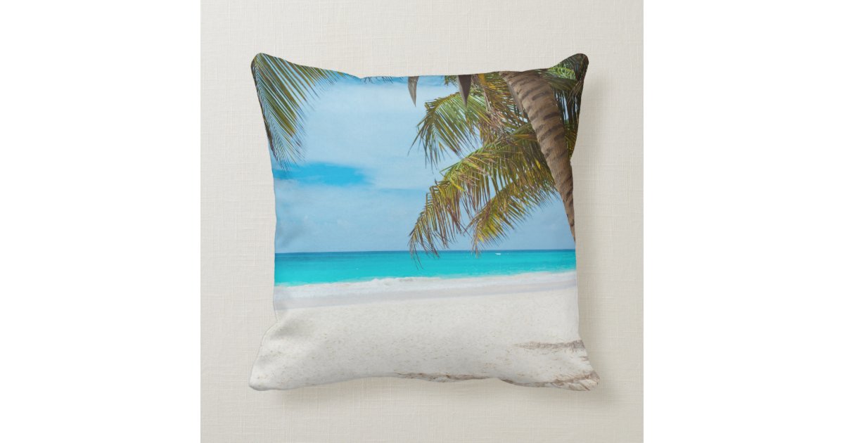 Tropical Paradise Beach Throw Pillow | Zazzle