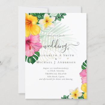 Tropical Paradise Beach Wedding Vibrant Florals by invitationz at Zazzle
