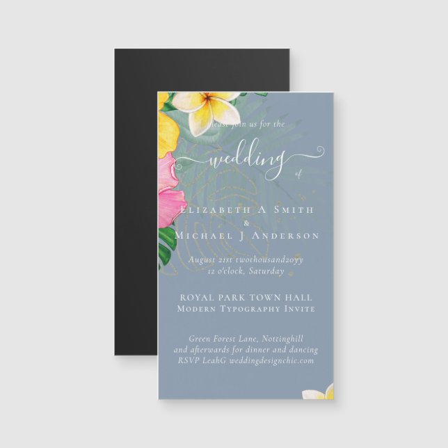 Tropical Paradise Beach Wedding Vibrant Florals (Front/Back)