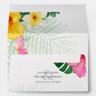 Tropical Paradise Beach Wedding Vibrant Florals Envelope