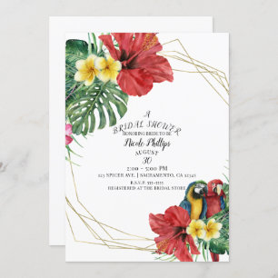Tropical Paradise Birds Floral Bridal Shower Invitation