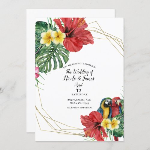 Tropical Paradise Birds Floral Wedding Invitation