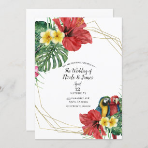 Tropical Paradise Birds Floral Wedding Invitation