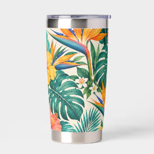 Tropical Paradise Botanical Floral Pattern Insulated Tumbler
