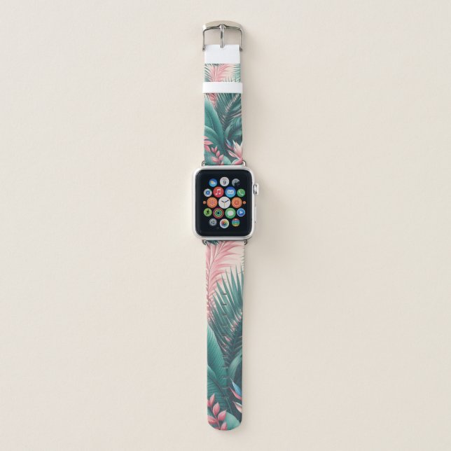 Tropical Paradise Botanical Pattern Apple Watch Band (Front)