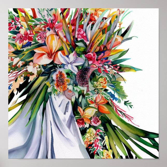 Tropical Paradise, Bridal Cascading Bouquet (2), Poster (Front)