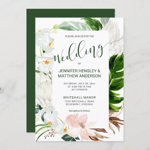 Tropical Paradise Calligraphy Wedding Invitation