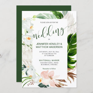 Tropical Paradise Calligraphy Wedding Invitation