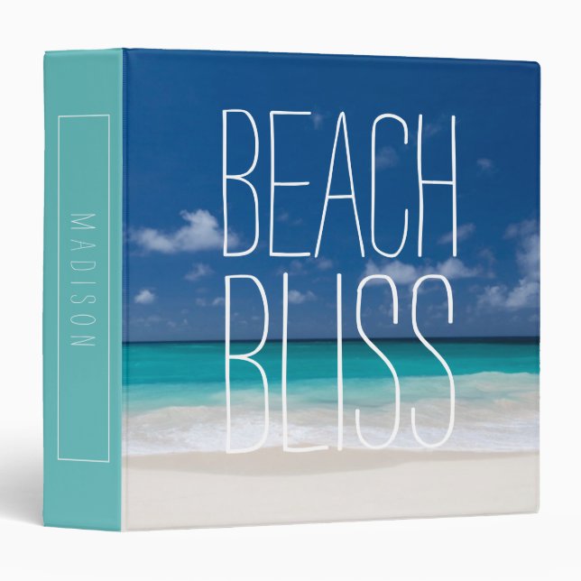 Tropical Paradise Caribbean Beach Motivation 3 Ring Binder (Front/Spine)