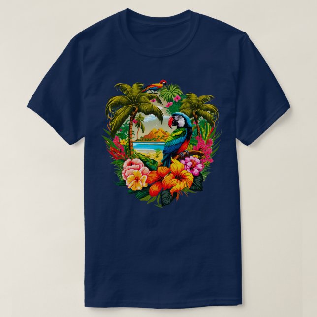 Tropical Paradise colorful illustration T-Shirt (Design Front)